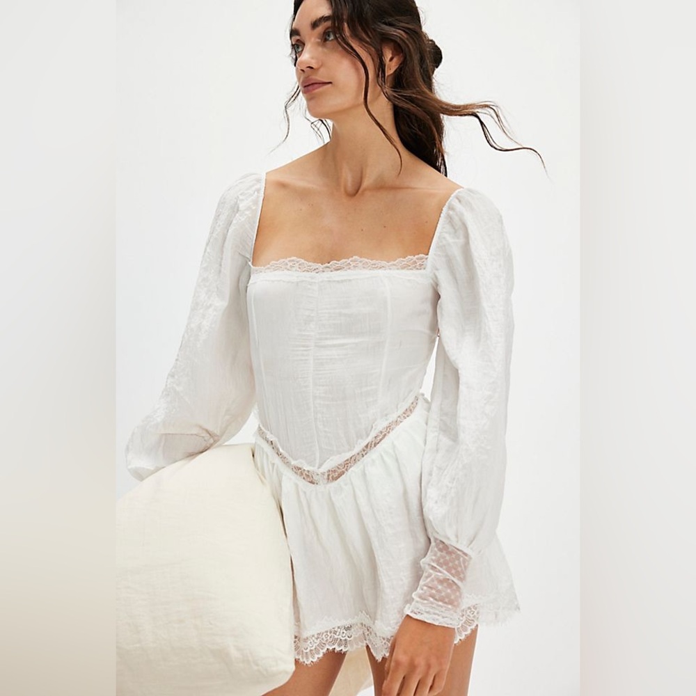 NWT Free People Bodysuit White Lace Dress Babydoll